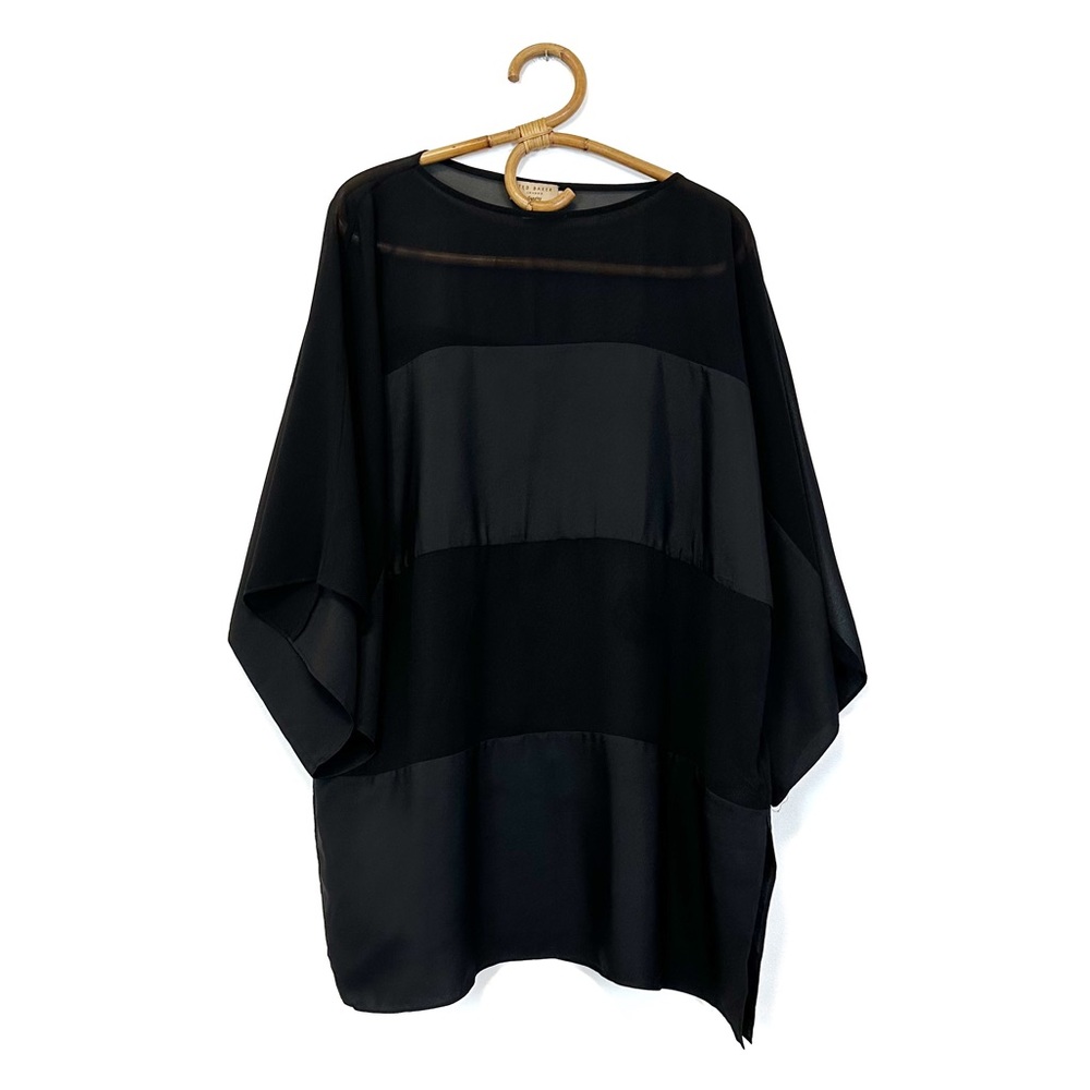 Ted Baker | Mollea Sheer Striped‎ Panel Tunic Blouse Size S